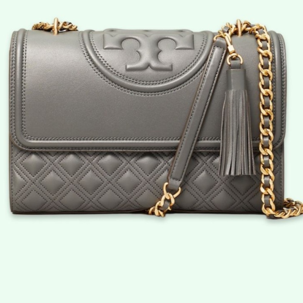 Tory Burch convertible Fleming bag in tan with gold chain